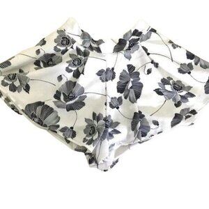 ANGL Women's White and Black Floral Wide-Leg Culotte Shorts. Size S. Beachy Boho
